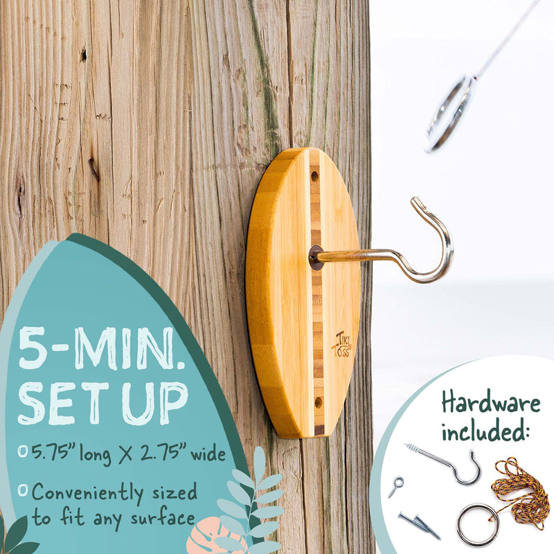 Tiki Toss Hook and Ring Toss Game for Adults & Kids - Surfboard Edition - Short Board with String and Hooks to Play Indoor and Outdoor Games Original - BeesActive Australia
