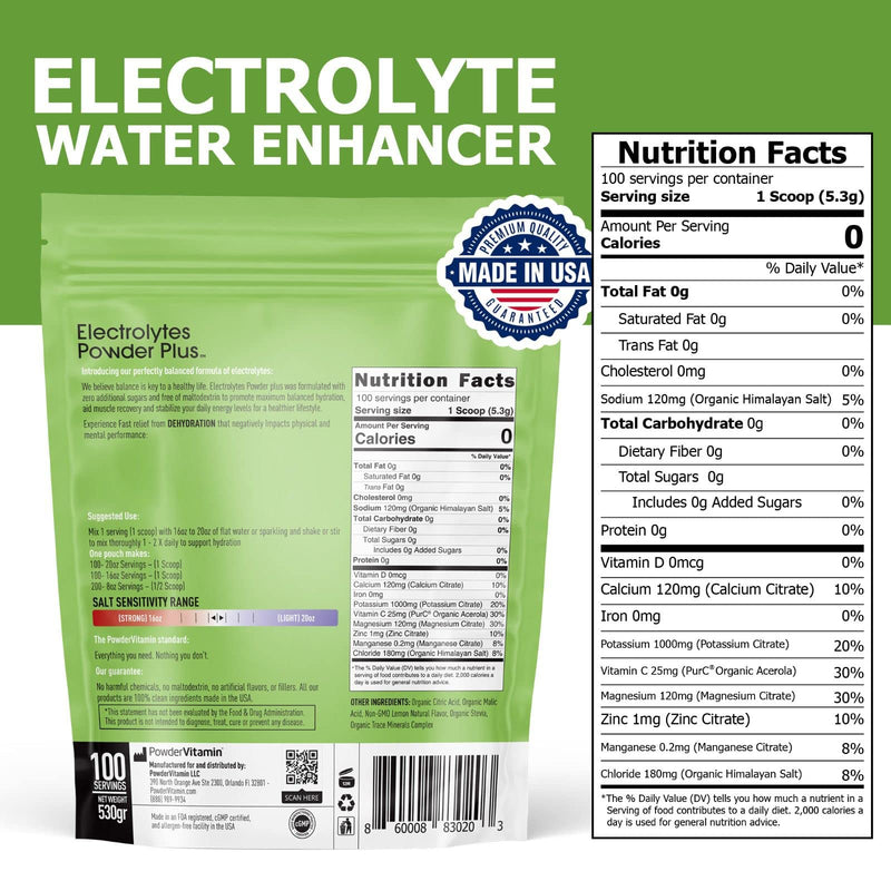 PowderVitamin Electrolytes Powder Plus Keto, Lemonade (100 Servings) 0 Sugar, No Maltodextrin,1000mg Potassium,120mg Calcium,120mg Magnesium,Organic Vitamin C,Zero Calories, Energy Hydration Powder - BeesActive Australia