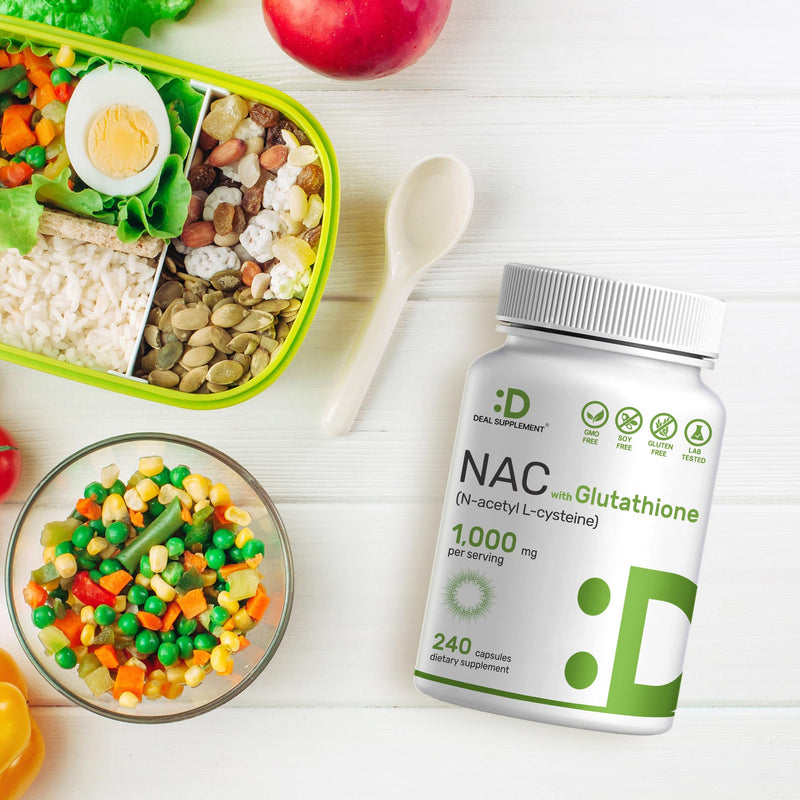 NAC Supplement 1,000mg Per Serving | 240 Capsules, N-Acetyl Cysteine with Glutathione 50mg – Antioxidant Support for Immune Health, Lung, & Liver Function - BeesActive Australia
