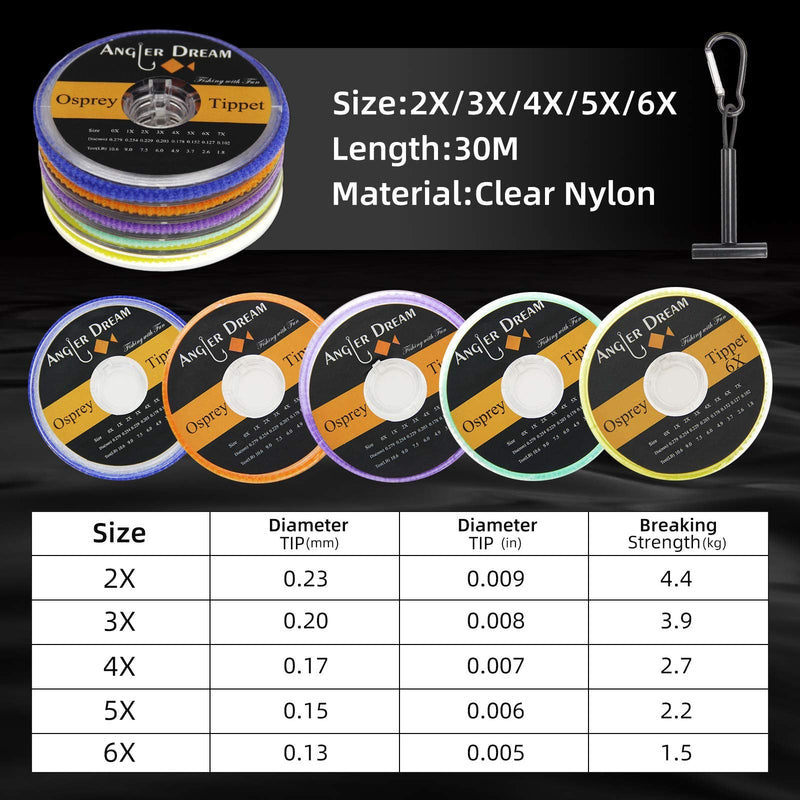 AnglerDream 2 3 4 5 6X Tippet Line Clear Nylon 50M /55Yds Fly Fishing Tippet Line with Tippet Holder - BeesActive Australia