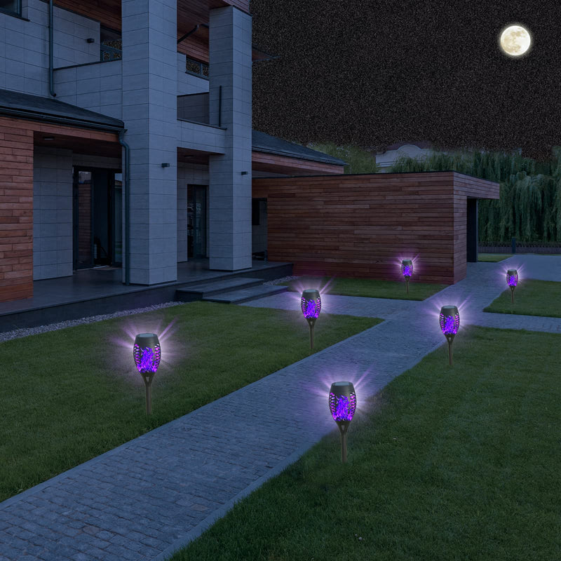 AOUNQ Solar Lights Outdoor Waterperoof Purple,?2022 Upgraded ?Outdoor Solar Torch Lights with Flickering Flame, 4 Pack Mini Solar Outdoor Lights for Garden Yard Patio Pathway Decoration - Auto On/Off Pink-4Pack - BeesActive Australia