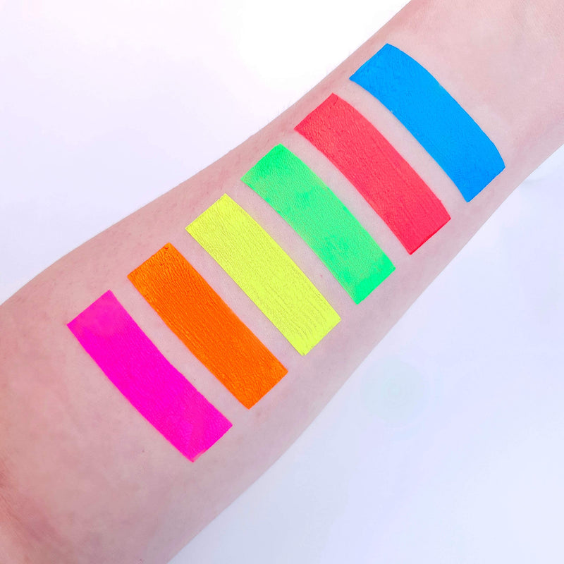 UV Glow Blacklight Face and Body Paint 0.34oz - Set of 6 Tubes - Neon Fluorescent - BeesActive Australia