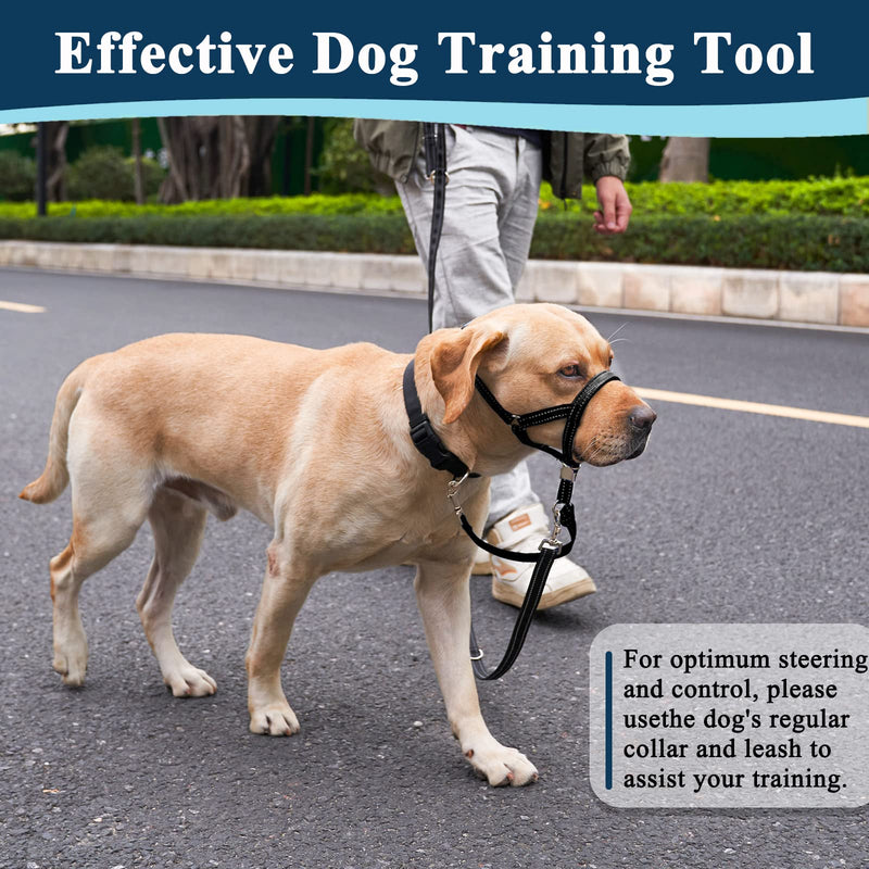 Dog Head Collar, No Pull Soft Head Halter with Safety Clip for Heavy Pullers, Durable Dog Training Halter Stops Pulling for Walking Medium Large Dogs Black - BeesActive Australia