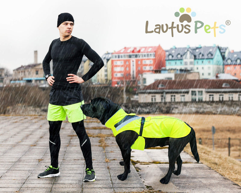 Lautus Pets Waterproof Dog Raincoat - Reflective, Yellow Rain Jacket with Harness Hole for Small, Medium and Large Dogs L - BeesActive Australia