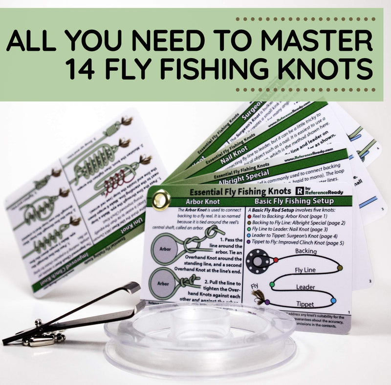 ReferenceReady Fly Fishing Knot Tying Kit – Fly Fishing Knot Cards, Nippers, and Fishing Line | Practice and Master The 14 Best Fly Fishing Knots - BeesActive Australia