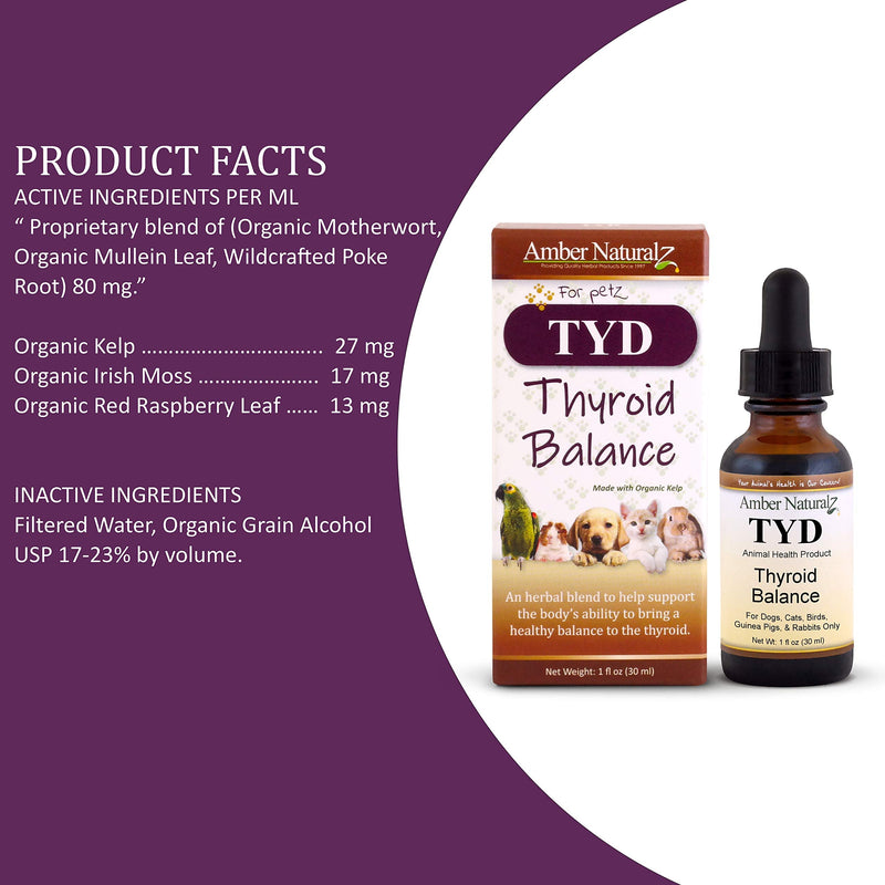 AMBER NATURALZ - TYD - Thyroid Balance - for Petz - 1 Ounce - BeesActive Australia