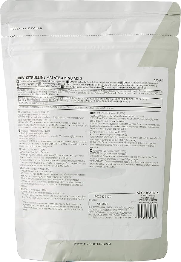 MyProtein Citrulline Malate Unflavored 500g - BeesActive Australia