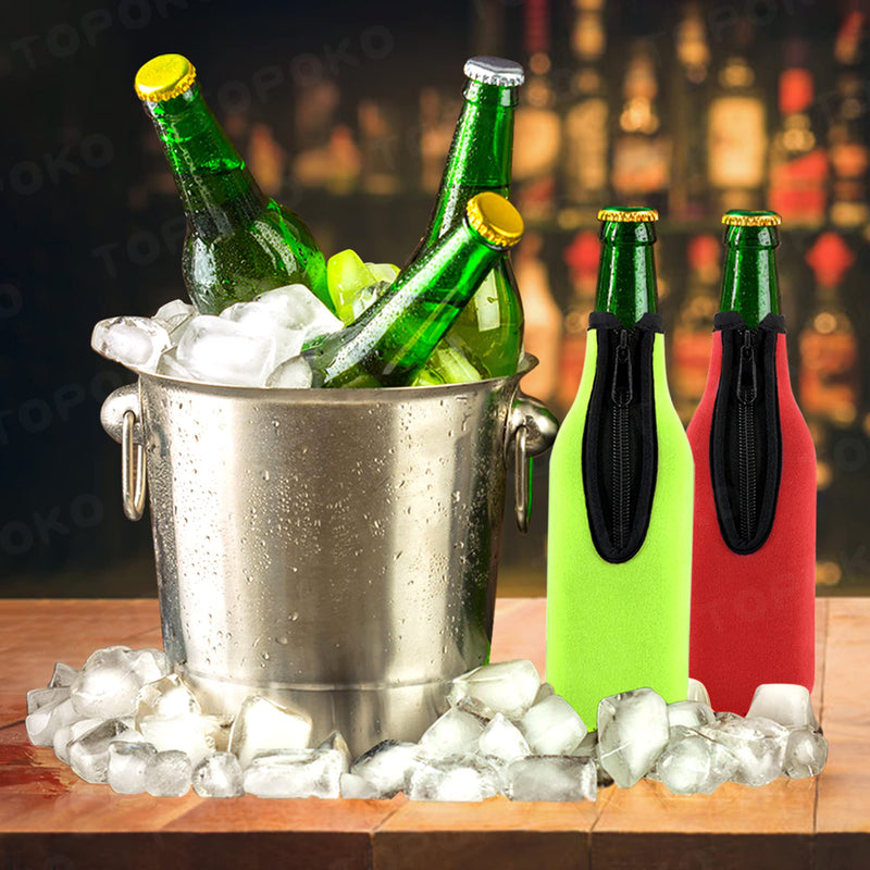 Beer Bottle Insulator Sleeve Different Color. Zip-up Bottle Jackets. Keeps Beer Cold and Hands Warm. Classic Extra Thick Neoprene with Stitched Fabric Edges, Enclosed Bottom, Perfect Fit (Pack-of-4) Pack-of-4 - BeesActive Australia