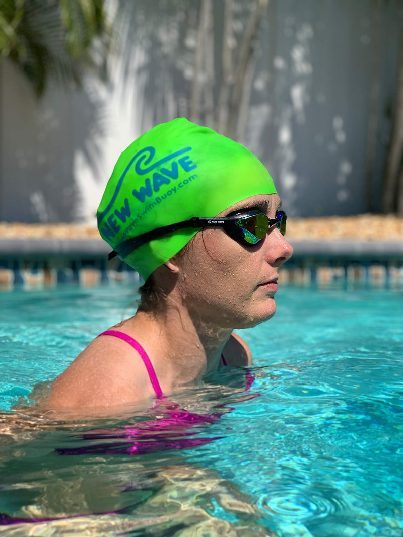 New Wave Swim Goggles with Protective Storage Case - Anti Fog Lenses, Four Nose Bridges for Triathlon & Open Water Swimming Bonfire = Revo Lens in Black Frame - BeesActive Australia