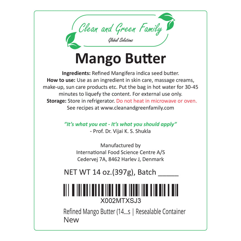 Refined Pure Mango Butter (14 Oz) | 100% Natural, Unscented | Base Ingredient for DIY Skincare Recipes: Mango Body Butter, Homemade Face Cream, Butter Lotion, Mango Hair Butter | Resealable Pouch - BeesActive Australia