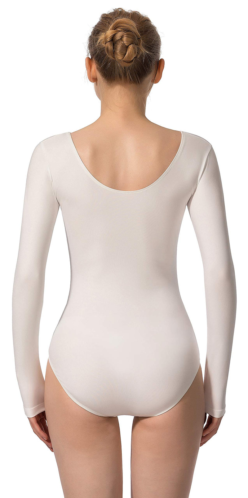 [AUSTRALIA] - MOLLDAN Women’ s Basic Long Sleeve Ballet Dance Leotard White Large 