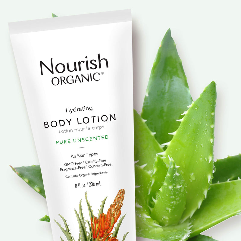 Nourish Organic | Pure Unscented Hydrating Body Lotion | GMO-Free, Cruelty Free, 100% Vegan (8oz) Unscented  - BeesActive Australia