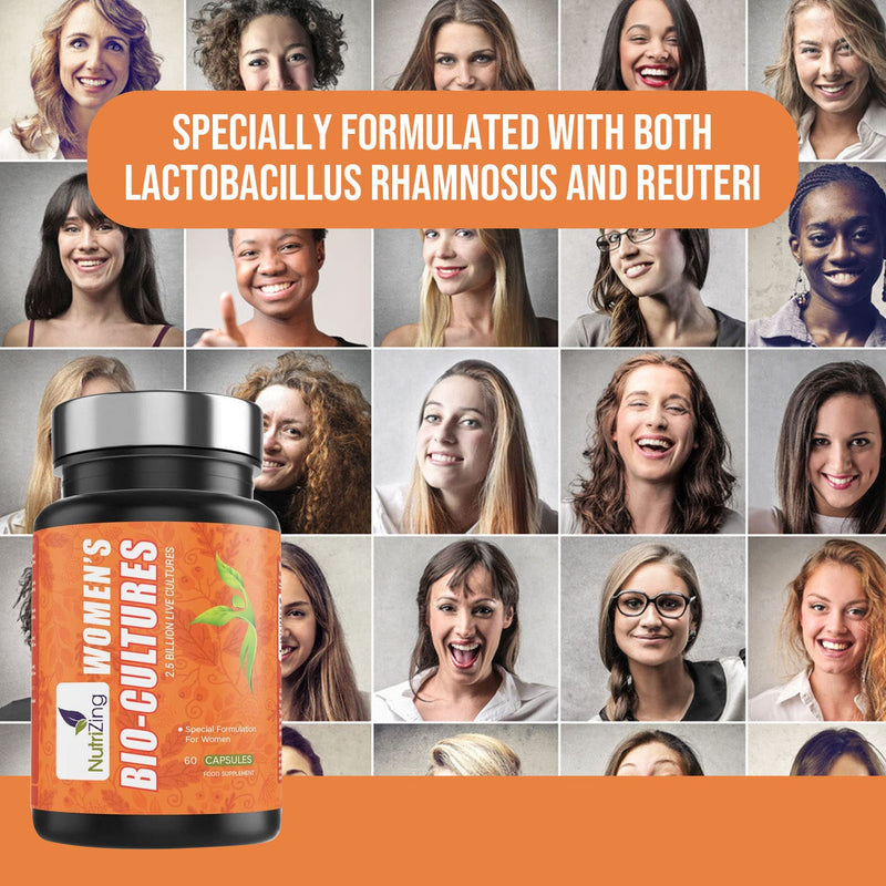 Live Cultures for Women. Nutritionist Formulated Special Bacterial Strains - Lactobacillus Reuteri and Lactobacillus Rhamnosus. Vegan & No Dairy. 2.5 Billion CFUs per Capsule by NutriZing - BeesActive Australia
