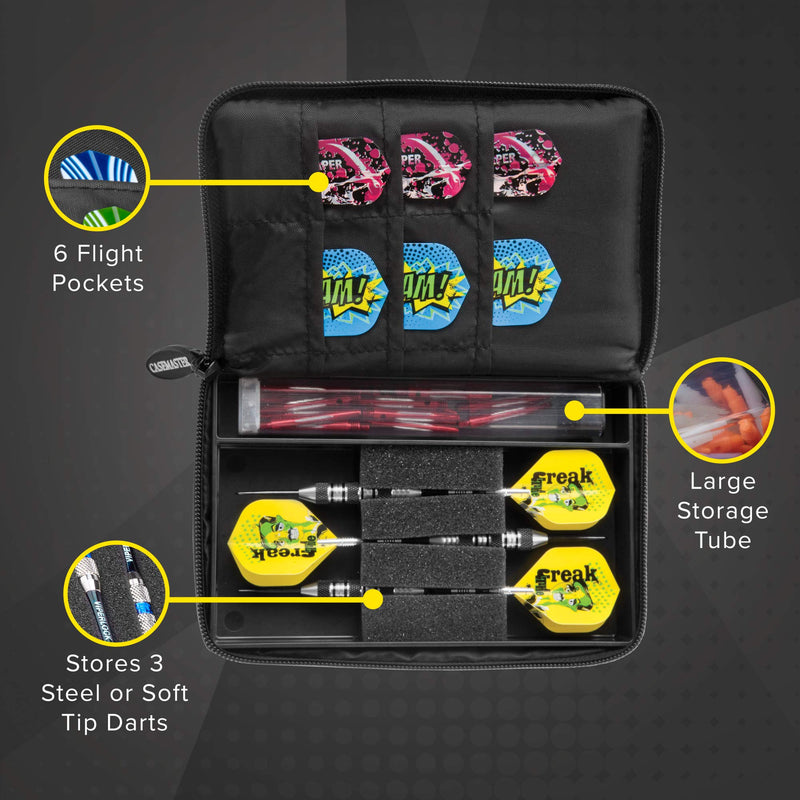 [AUSTRALIA] - VIPER Casemaster Select Nylon Steel and Soft Tip Dart and Accessory Case, Holds 3 Darts, Foam Cushion Allows Flights to be Stored Open Without Being Crushed 