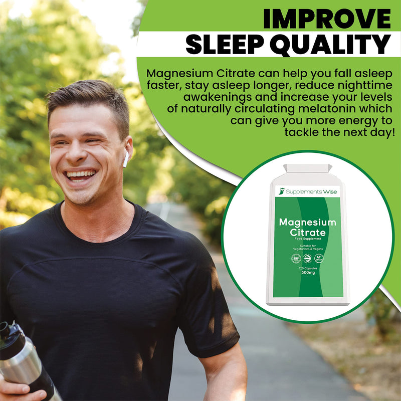 Magnesium Citrate Capsules - Magnesium Supplement for Women or Men - 120 Magnesium Supplements 500mg - Magnesium Tablets One a Day - Restless Leg Syndrome Relief - Premium Magnesium Citrate Tablets - BeesActive Australia