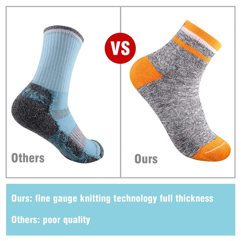 Hiking Walking Socks For Women, FEIDEER Multi-pack Outdoor Recreation Socks Moisture Wicking Crew Socks Gray Blue/Gray Pink/Gray - Quarter 4.5-7 - BeesActive Australia