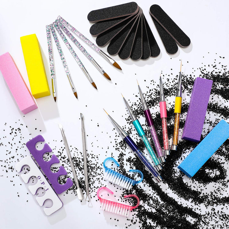 30 Pieces Nail Art Kits, Assorted Nail Art Liner Brushes Nail Painting Pen Brushes, Nail File Buffer Emery Board, Cuticle Pusher and Cutters, Finger Toe Separator and Handle Grip Nail Brushes - BeesActive Australia