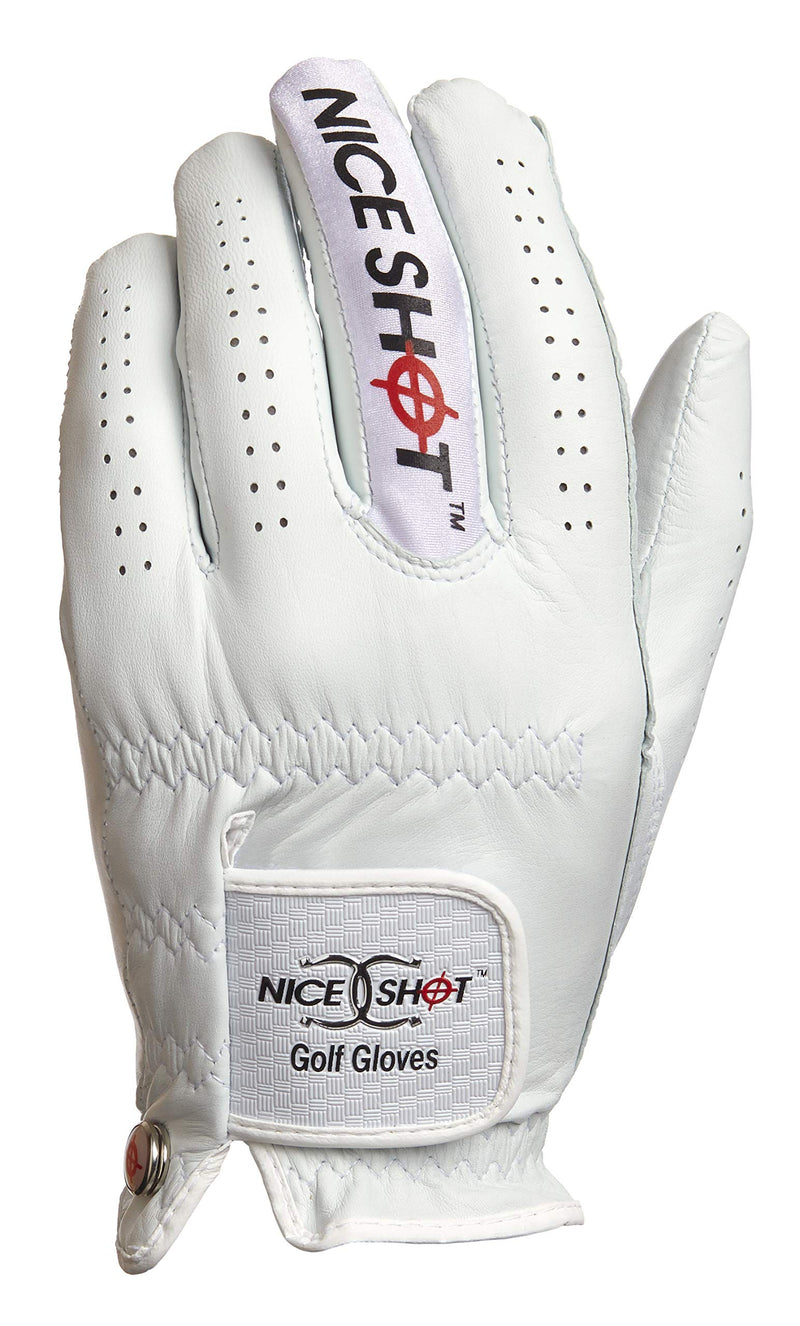 Nice Shot Bundle The Bird Men's Left Hand XLarge White Cabretta Leather Golf Glove + Nice Shot Patented Design Golf Tees - Express Yourself - 3 1/4 Inch Golf Tees - 12 Pack - BeesActive Australia
