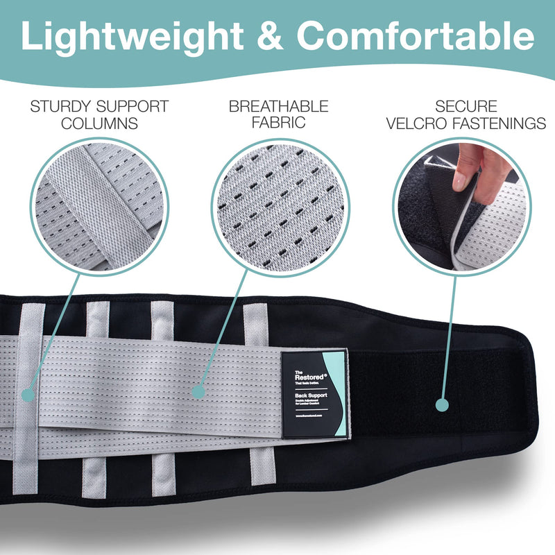 The Restored Lumbar Relief Brace, Back Support Belt for Men with Lower Back Support - Ultimate Sciatica Pain Relief, Certified Back Brace, Essential Back Pain Relief, Effective Back Support, Large L - Waist 32 to 40 Inches / Size 14 to 18 - BeesActive Australia