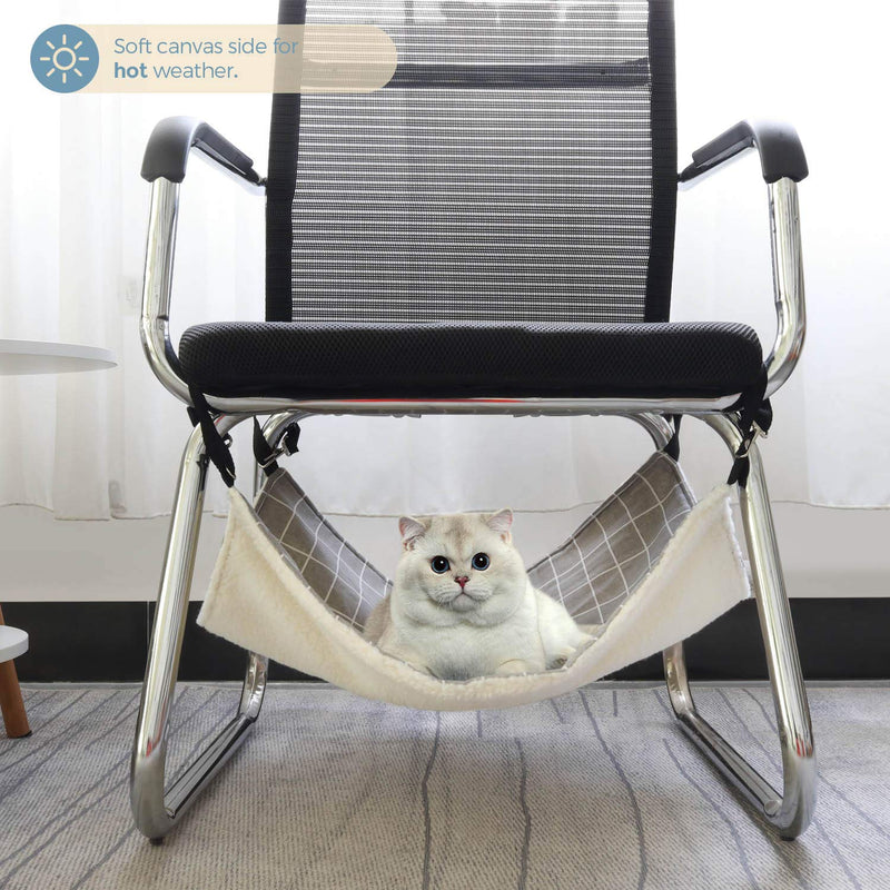 ComSaf Reversible Cat Hammock, Breathable Pet Cage Hammock with Adjustable Straps and Metal Hooks, Double-Sided Hanging Pet Hammock Bed for Cats, Ferret, Puppy, Other Small Animals, 22 x 19 inch Grey - BeesActive Australia