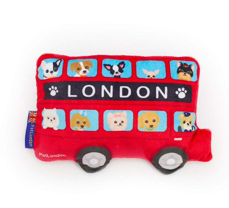 PetLondon Graphical London Red Bus Dog Toy - Fun Printed London Routemaster British Red Soft Plush Toy - 7" - BeesActive Australia