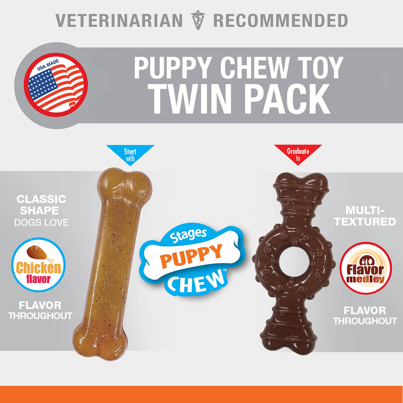 Nylabone Puppy Chew Ring Bone Chicken Medium/Wolf Flavor Medley & Chicken Flavor X-Small/Petite (1 Count) - BeesActive Australia