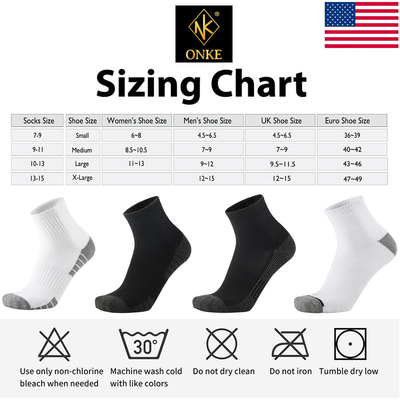 ONKE Cotton Ankle Low Cut Socks for Men Athletic Sports Work Outdoor with Full Thick Cushion Moisture Control Sweat Wicking Black2 10 Pairs 10-13 - BeesActive Australia