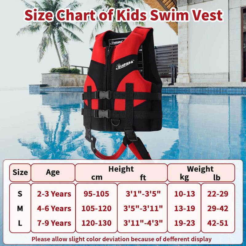 Kid Swim Vest, Toddler Swim Jacket for Children Learn Swimming Training, Neoprene Floation Vest Boys Girls Swimsuit Medium red - BeesActive Australia