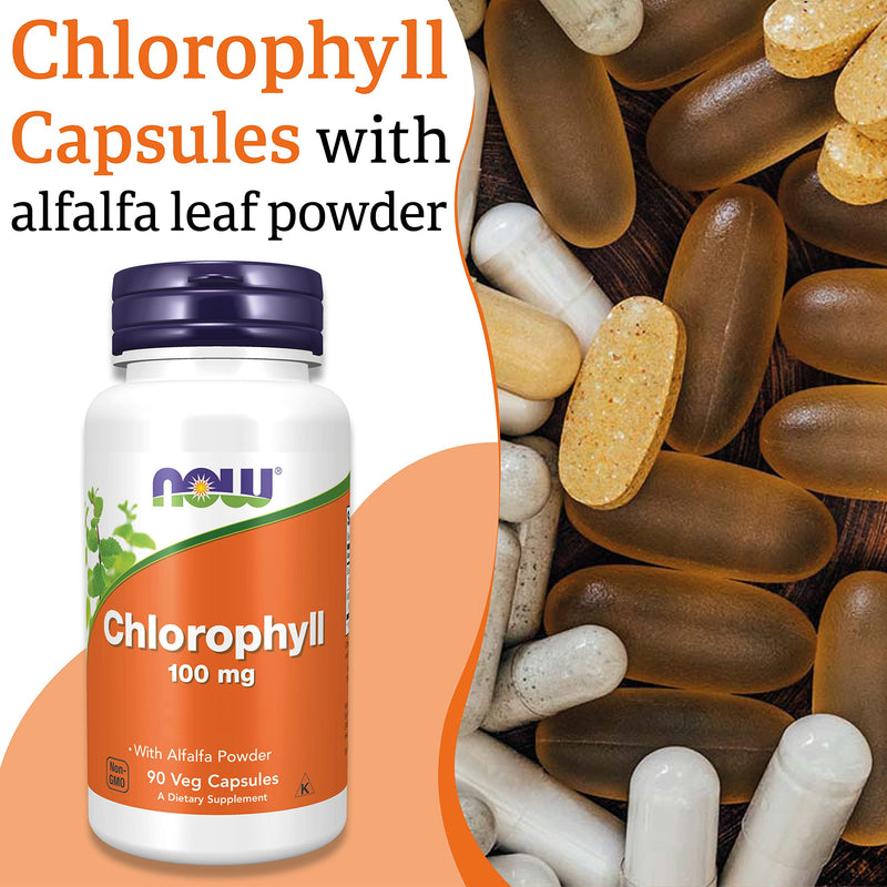 Now Foods, Chlorophyll, 100mg, 90 Vegan Capsules, Lab-Tested, Vegetable, Minerals, Gluten Free, Soy Free, Vegetarian - BeesActive Australia