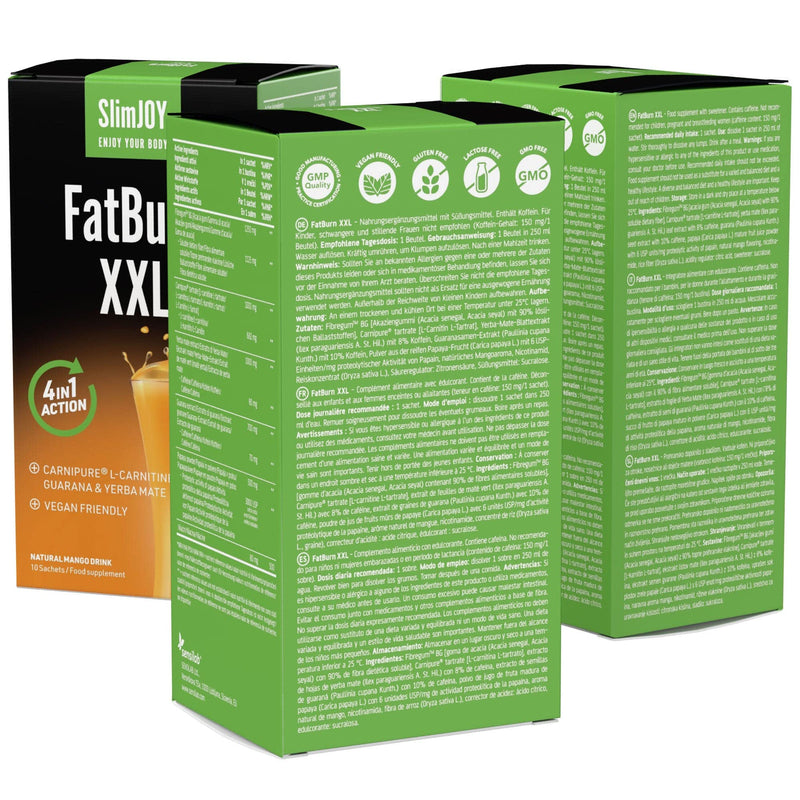 SlimJoy FatBurn XXL - A Delicious 4-in-1 Drink with L-Carnitine, Guarana and Vitamin B3 with Free e-Book - BeesActive Australia