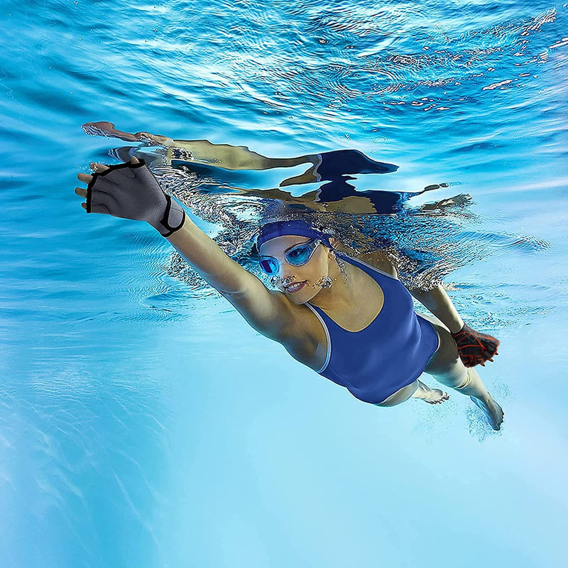 Aquatic Glove Open Finger Webbed Swimming Glove Elastic Nylon Water Training Paddle Adjustable Diving Hand Swim Gear Glove for Men Women Fitness Surfing Sport Hand Fin Diving Hand Web Equipment - BeesActive Australia