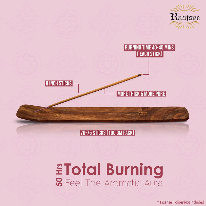 Raajsee Japanese Rose Incense Sticks 100 Gm Pack-100% Pure Organic Natural Hand Rolled Free from Chemicals-for Church,Aromatherapy,Relaxation,Meditation & Sensual Therapy - BeesActive Australia