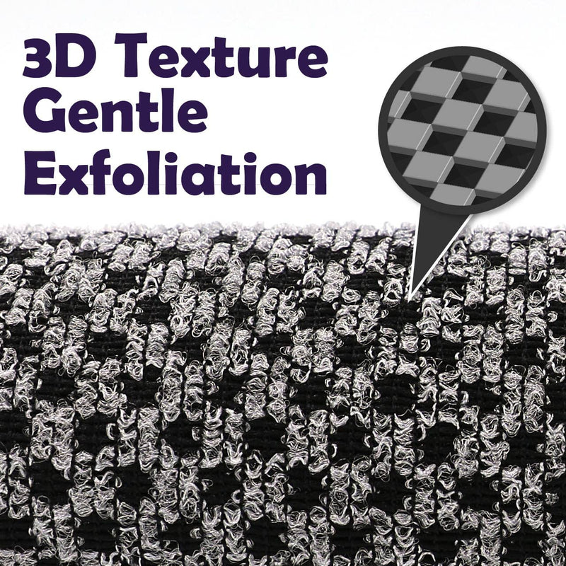 myHomeBody Extra Long Exfoliating Washcloth | Exfoliating Body Scrubber | Exfoliating Towel, Japanese Washcloth | 3D Texture Obsidian and Raisin Dots, Set of 2 with Silicone Facial Brush Obsidian and Raisin Dots, 2pcs - BeesActive Australia