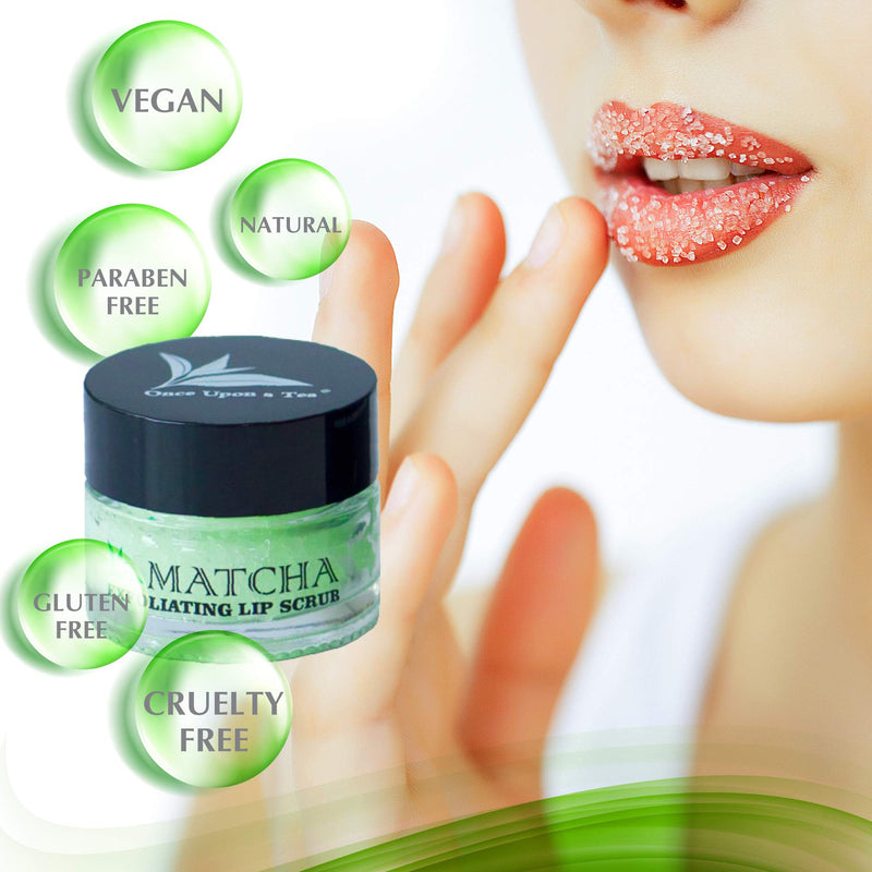 Exfoliating Green Tea Matcha Sugar Lip Scrub, Hydrating Treatment for Dry, Chapped & Cracked Lips, Best Peeling Solution For Plump, Younger Looking Lips, Lip Polish - BeesActive Australia