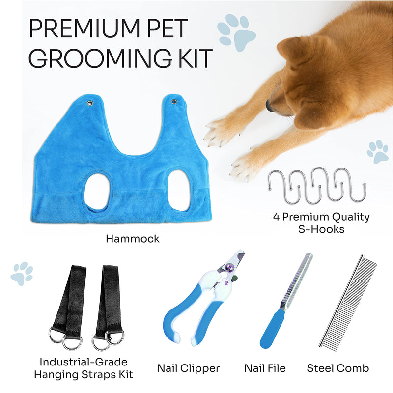 Dog Grooming Hammock – Practical Dog Grooming Set with Dog Hammock Bed, Comb, Dog Clippers, Nail File, Slings, S-Hooks – Dog Nail Hammock for Dog Nail Trimming/Clipping Eye/Ear Care Small Breeds - BeesActive Australia