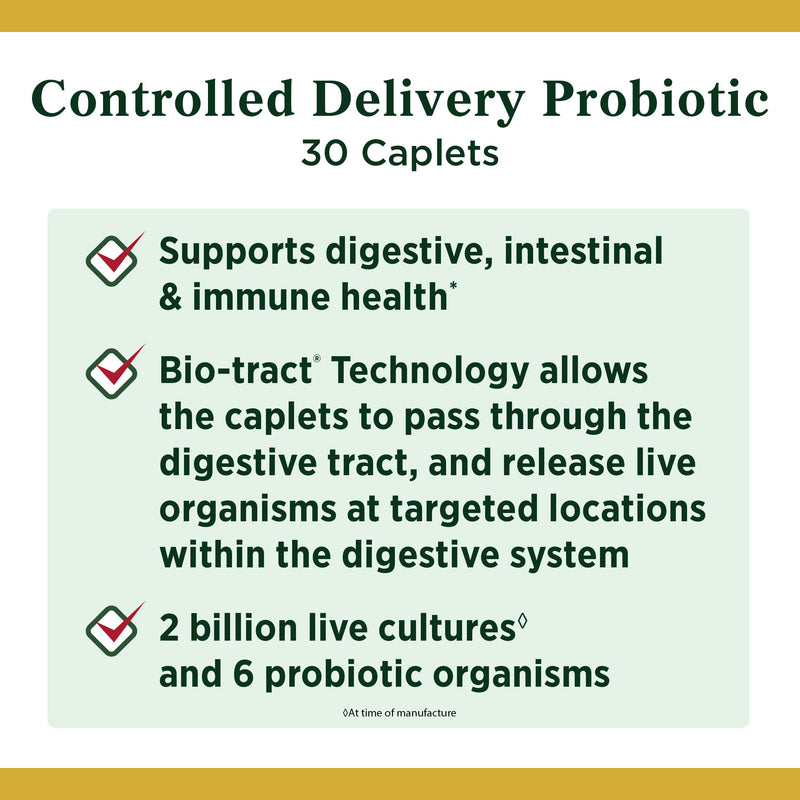 Probiotic by Nature's Bounty, Controlled Delivery Dietary Supplement, Supports Digestive,Intestinal and Immune Health, 30 Caplets - BeesActive Australia