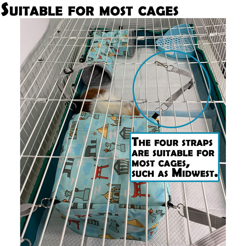 Guinea Pig Hideout Starter kit,Ferret Hammock Cage Accessories 3 Style,Double Hammock or Square House and Tunnel Bed… Teal - BeesActive Australia