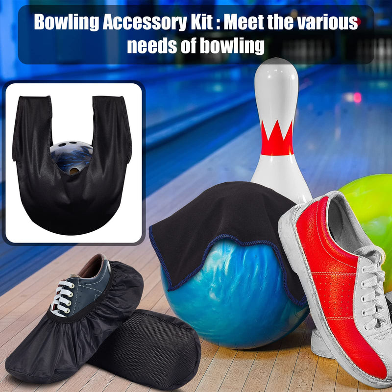 4 Pcs Bowling Accessories Kit Bowling Shoe Covers Non Slip Bowling Ball Seesaw Bowling Ball Cleaning Pad Microfiber Bowling Ball Shammy Leather Towel - BeesActive Australia