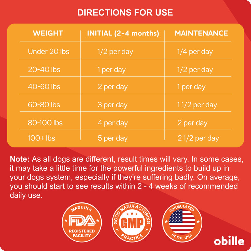 Obille Allergy Aid Dog Chews 198g, 90ct - Relieves Itchy Skin, Healthy Coat, Safe Natural Ingredients, Antioxidant Immunity Booster. with Omega3, Turmeric, Quercetin, Grape Seed, Pumpkin, Bromelain… - BeesActive Australia