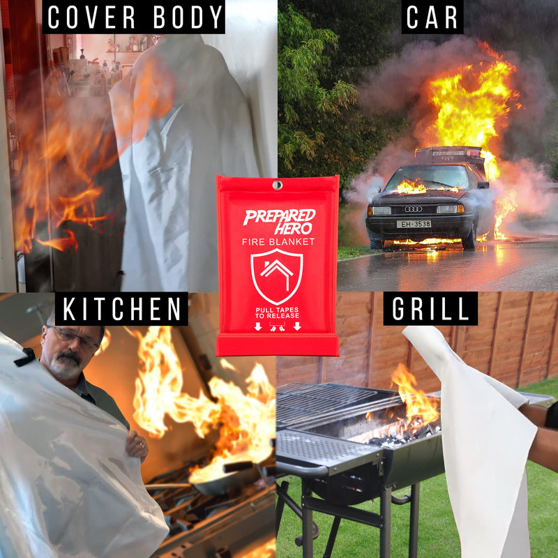 Prepared Hero Emergency Fire Blanket - 1 Pack - Fire Suppression Blanket for Kitchen, 40” x 40” Fire Blanket for Home, Fiberglass Fire Blanket 1-pack - BeesActive Australia
