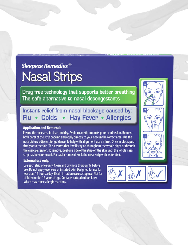 Sleepeze Remedies x60 Nasal Strips Clear Large, Nose Strips to Stop Snoring, Snore Strip to Help You Breathe Through Your Nose, Snore Stopper, Anti Snoring Breathing aids for Sleep (x60 New) 60 Count (Pack of 1) - BeesActive Australia