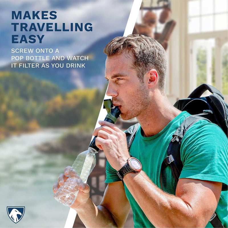 Survivor Filter Squeeze Water Filter Kit  Includes Personal Water Filter Straw & 2 Collapsible Water Bottle Canteens - BeesActive Australia