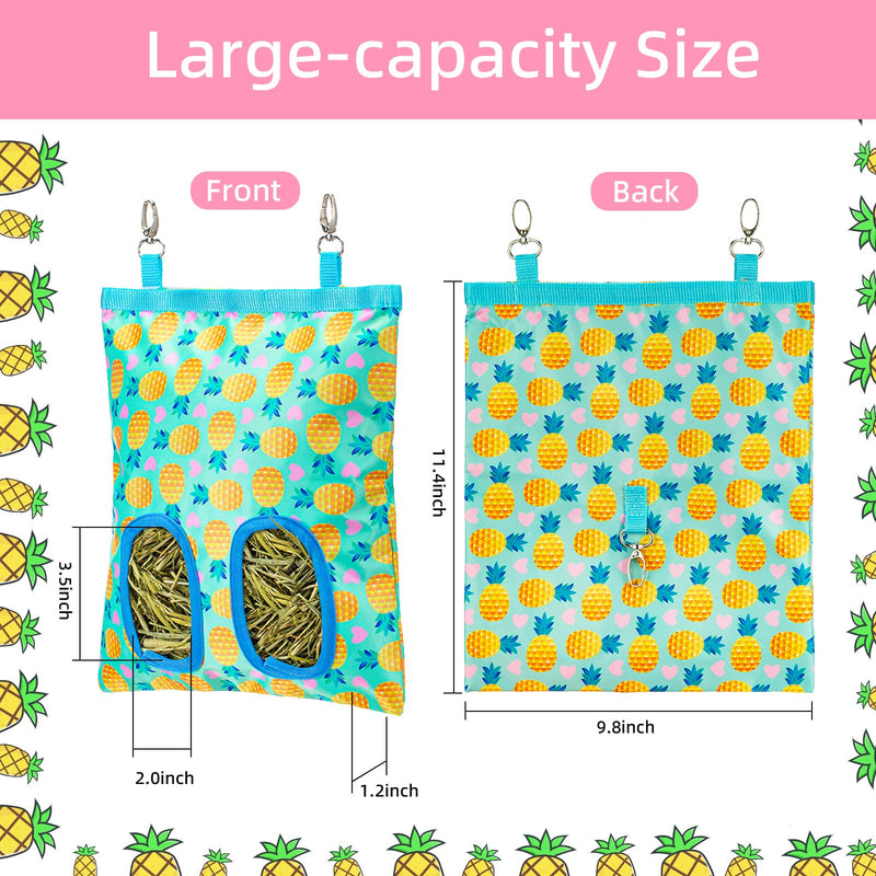Terossy 2Packs Large Rabbit Hay Feeder Bag, Upgraded Guinea Pig Hay Feeder with 3 Hooks, Chew Proof Washable Hay Bag for Rabbits Bunny Chinchilla Hamster, Mess Free Grass Holder 2 Holes, 9.8x11.4 Inch - BeesActive Australia