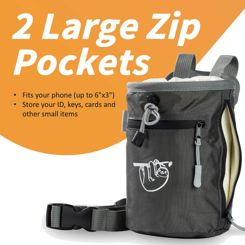 Chalk Bag for Rock Climbing, Climbing Chalk Bag for Bouldering with 2 Large Zipper Storage Pockets, Premium Gym Chalk Bag for Weightlifting, Great Gift and Rock Climbing Gear - BeesActive Australia