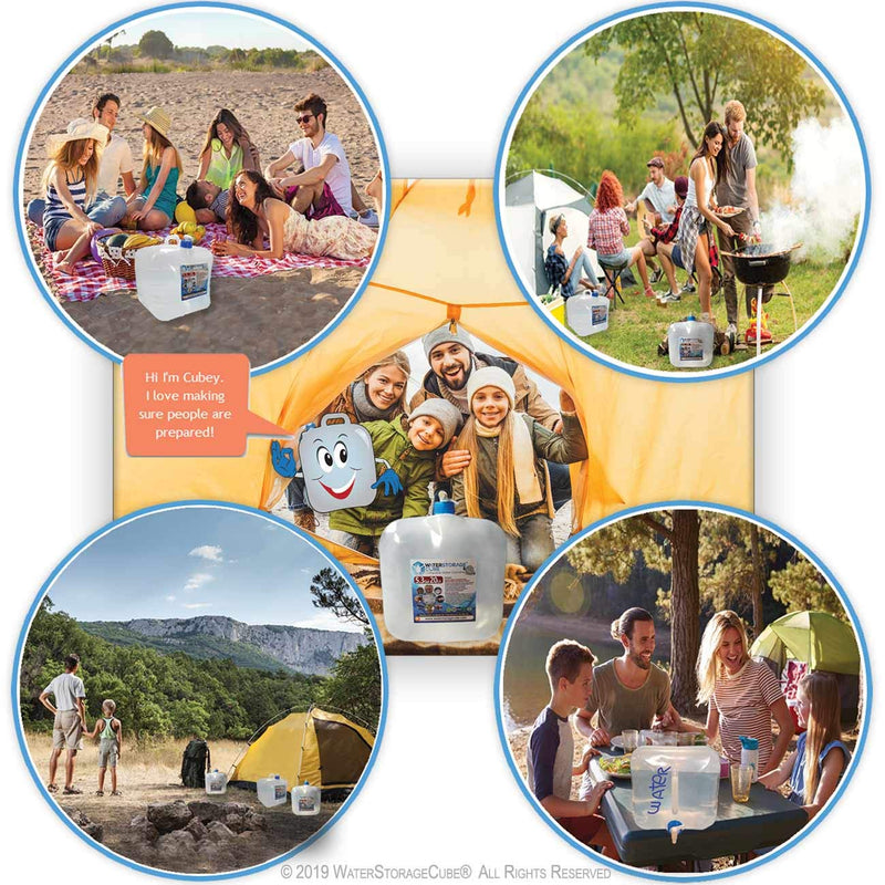WaterStorageCube BPA Free Collapsible Water Container with Spigot, Camping Water Storage Carrier Jug for Outdoors Hiking Backpack & Survival Kit, Foldable Portable Water Canteen 1.3/2.6/5.3 Gallon 5.3 Gallon 1-Pack 5.3 Gal - BeesActive Australia