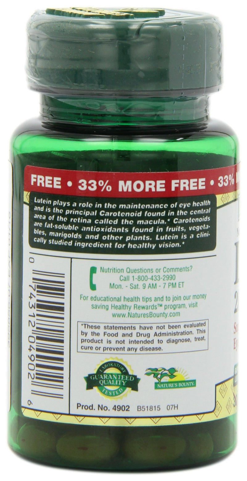 Nature's Bounty Lutein Pills, Eye Health Supplements and Vitamins, Support Vision Health, 20 mg, 40 Softgels - BeesActive Australia