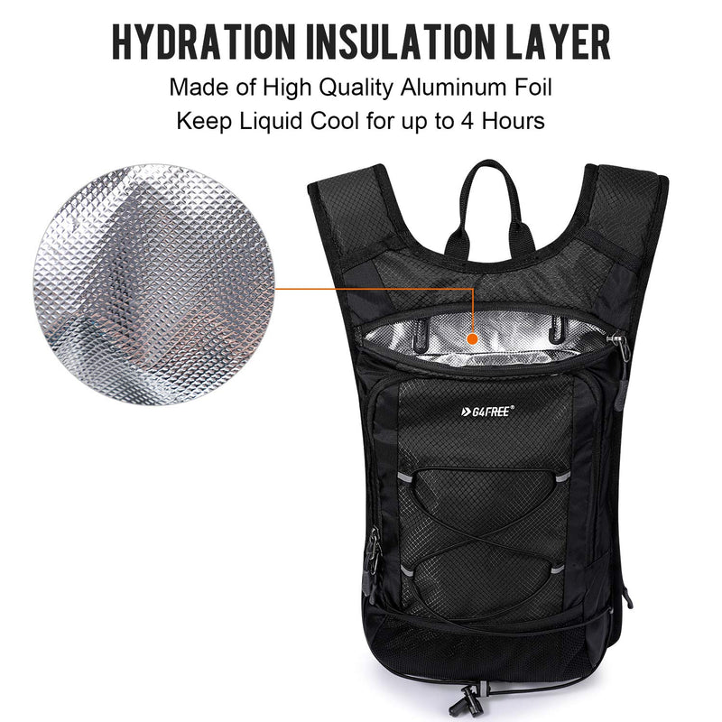 G4Free Insulated Hydration Backpack Pack with 2L BPA Free Bladder for Outdoor Running Hiking Cycling Camping Black - BeesActive Australia