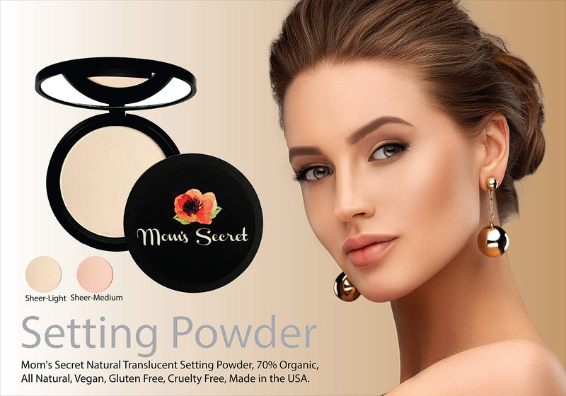 Mom's Secret Natural Translucent Setting Powder, 70% Organic, Vegan, Gluten Free, Cruelty Free, Made in the USA, 0.42 oz. (Sheer Light) Sheer Light - BeesActive Australia