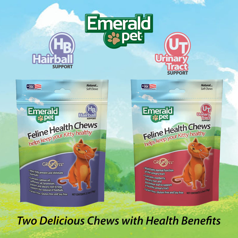 Emerald Pet Feline Health Chews UT Support — Natural Grain Free Urinary Tract Health Cat Chews — Cat Supplements with Cranberry, Chicory Root, and Dandelion Leaf Extract — Made in USA, 2.5 oz Single Pack - BeesActive Australia