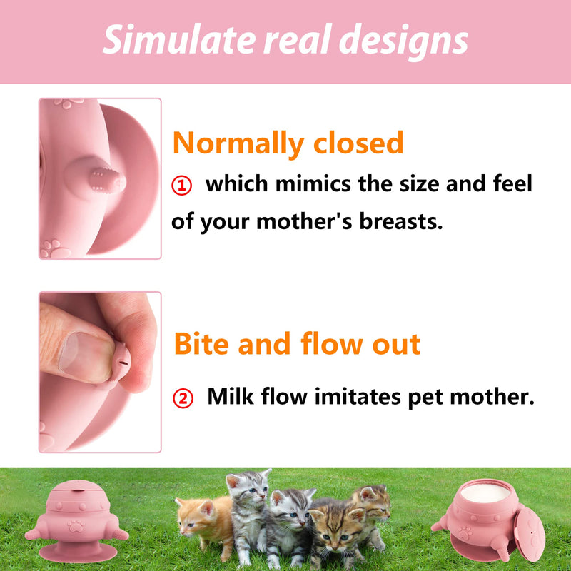 Puppy bottles for nursing,Puppy milk feeders for multiple puppies nipple,Puppy Feeder Milk Bowl,4 Nipples Silicone Puppy Nursing Station,Feeder Bowl for Kittens, Puppies,Capacity 240ml（Pink） - BeesActive Australia